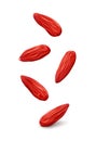 Dried goji berries hung in the air